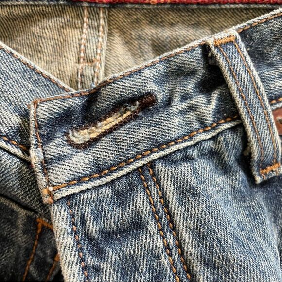 4 Stroke Denim Men's Blue Distressed Jeans Button Up Size 32/34 - Picture 10 of 14